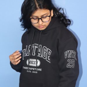 vantage loose fit printed hoodie black