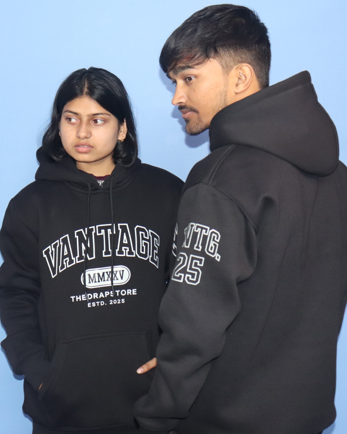Home vantage loose fit printed hoodie black