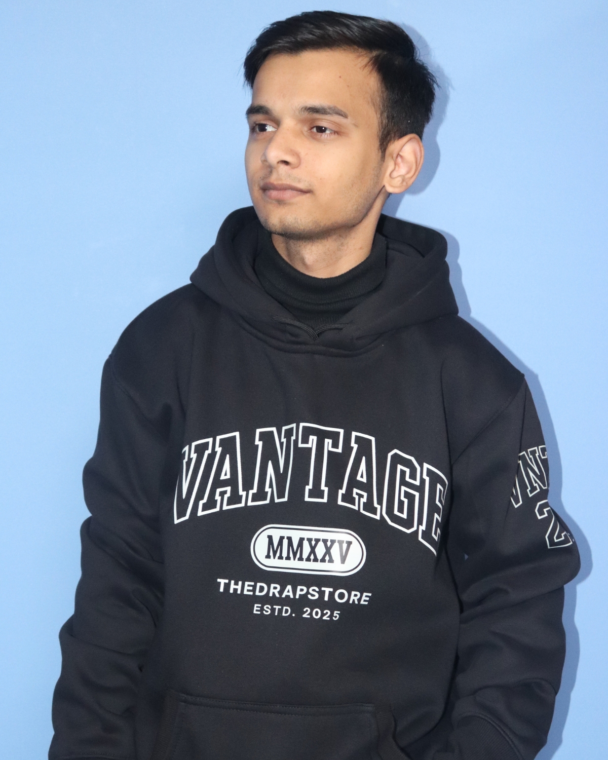 Home vantage loose fit printed hoodie black
